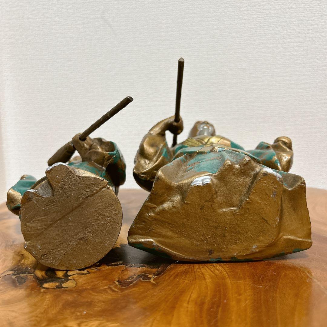 豊穣 高砂 尉姥 翁姥セット 縁起物 置物 24cm 鉄鋳物製 農家 農耕