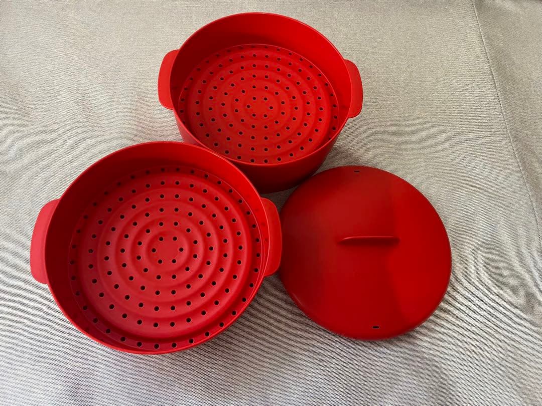 タッパーウェア スチームイット 二段蒸し器 フライパン用 簡単せいろ