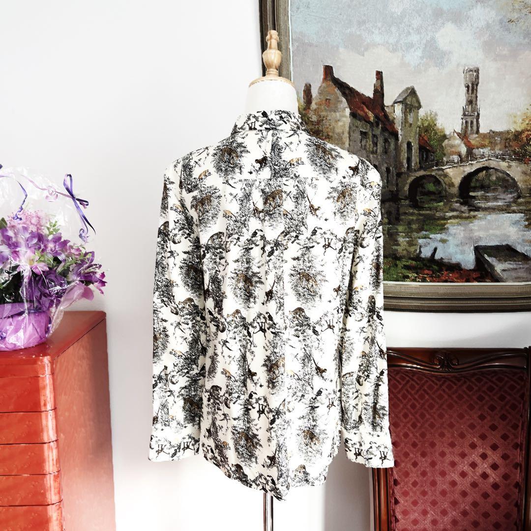 未使用　HERMES エルメス　アニマル　シルク　シャツ　ジャケット