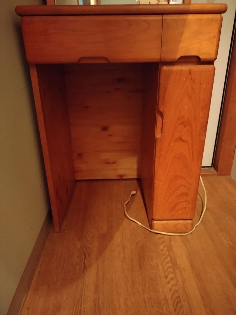 木製アーチ型ミラー　付きドレッサー 鏡台　化粧台　レトロ　昭和　1面鏡