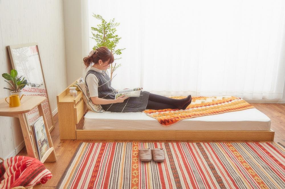 《新品・送料無料》【セミダブル】Coroa フロアベッド（マットレス付き）