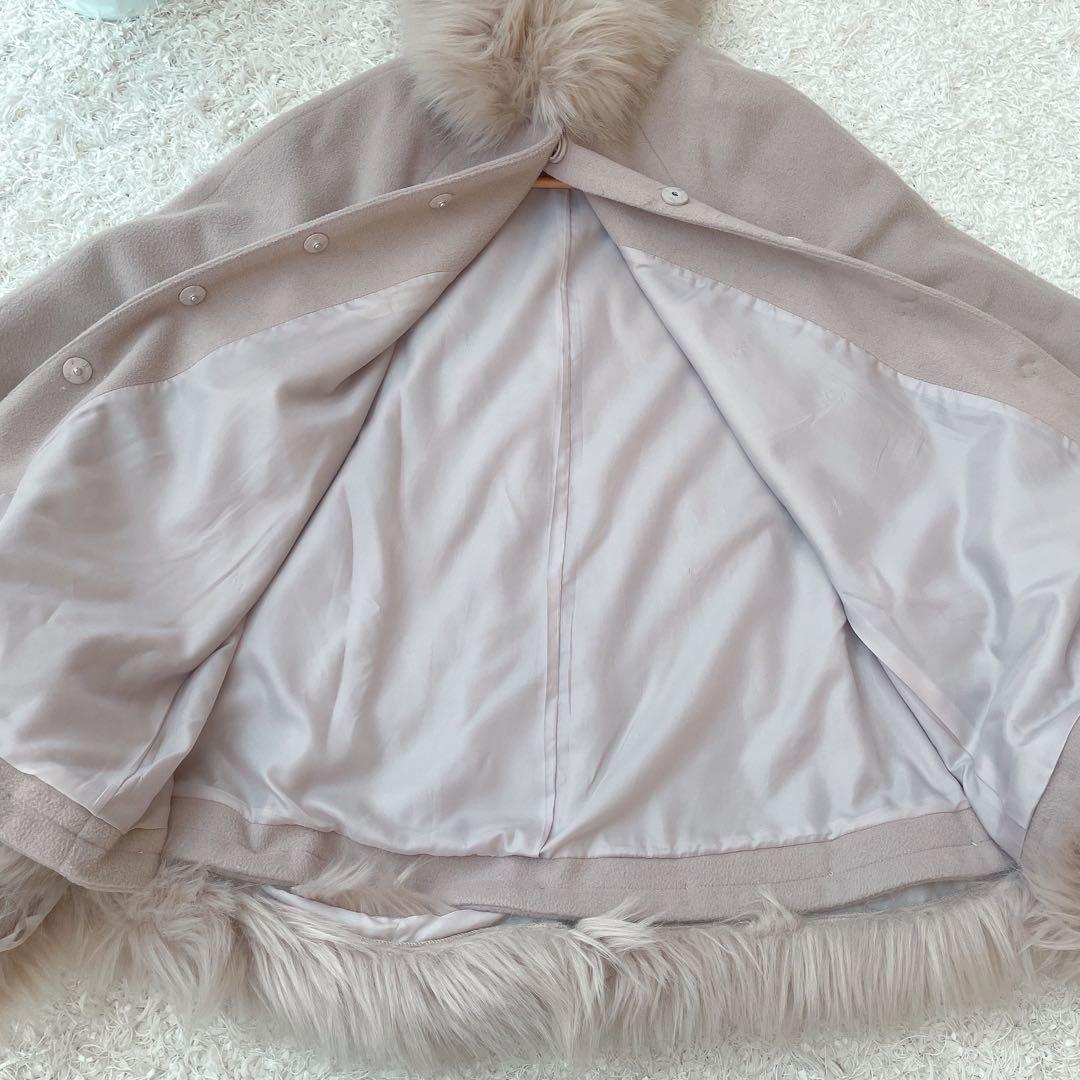 ロイヤルパーティー フードファーケープコート ZOZO限定 ピンクベージュ