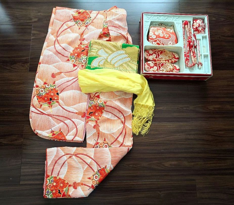 七五三　着物　筥迫セット　7歳　女の子　作り帯