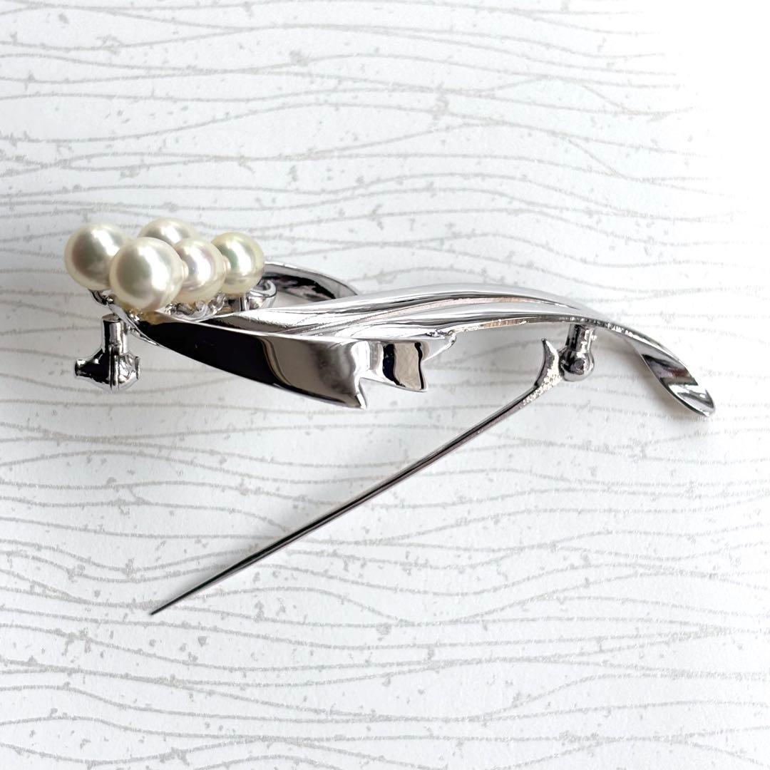 新品 MIKIMOTO ミキモト パールブローチ リーフ アイボリー あこや真珠