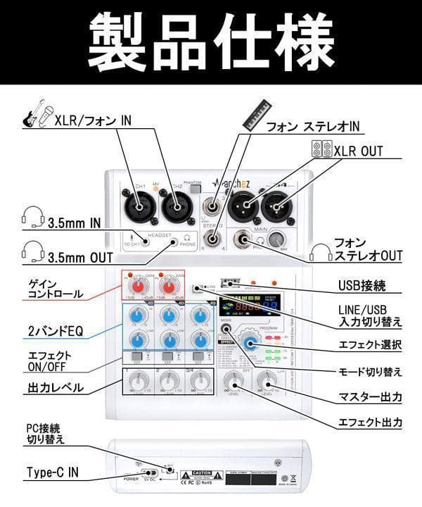 USB アナログ ミキサー オーディオインターフェース puc-031