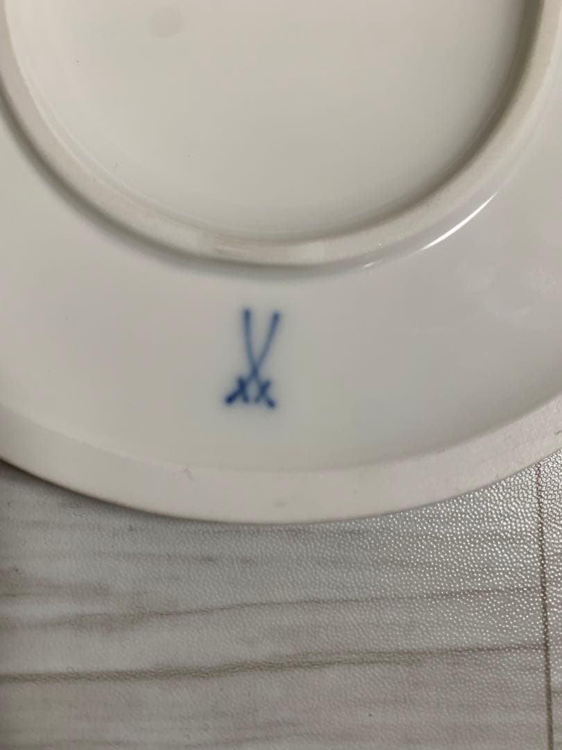 【マイセン】花文レリーフ　プラーク陶板　金縁付き